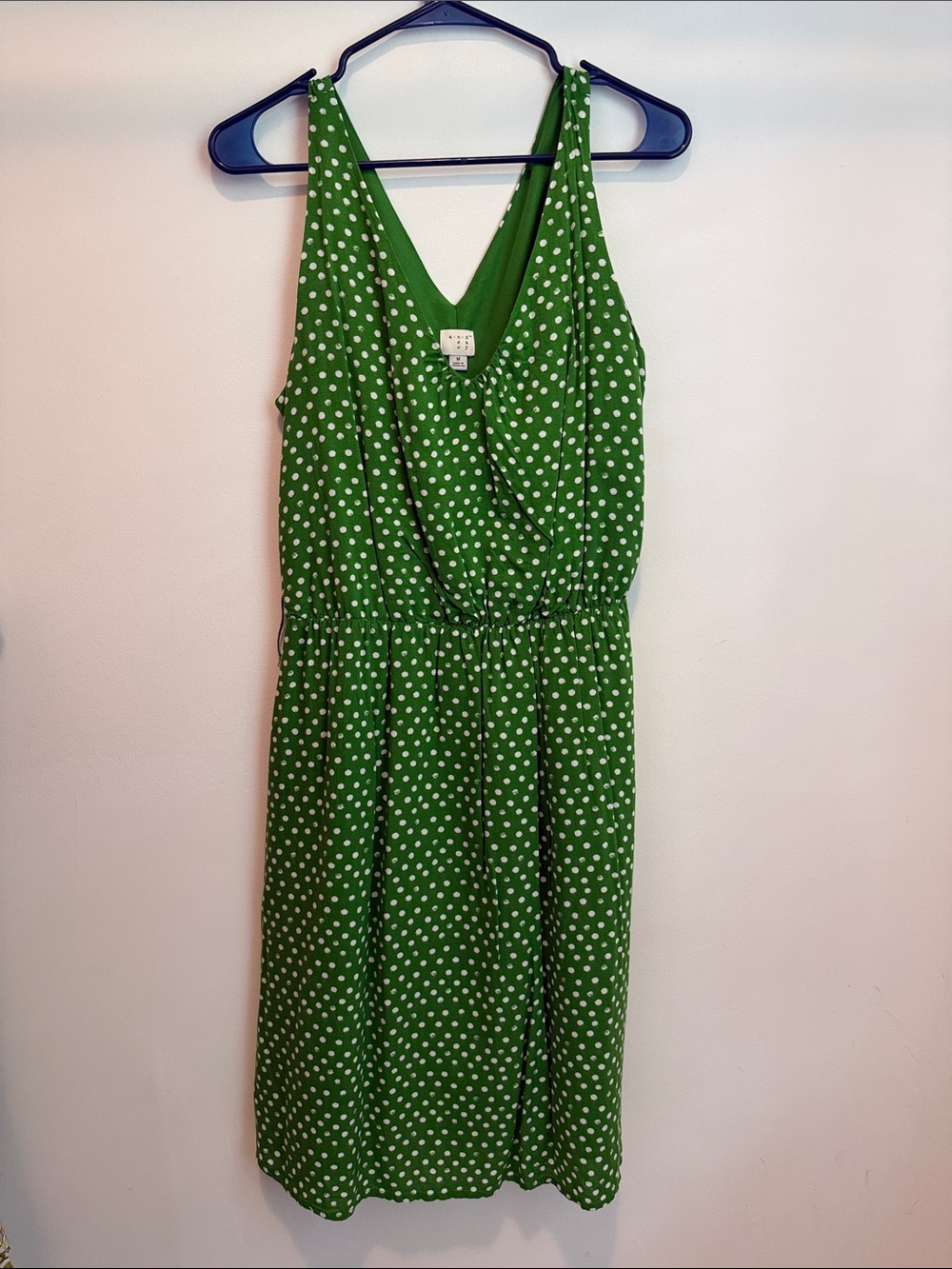 a new day Green Polka Dot V-Neck Midi Dress